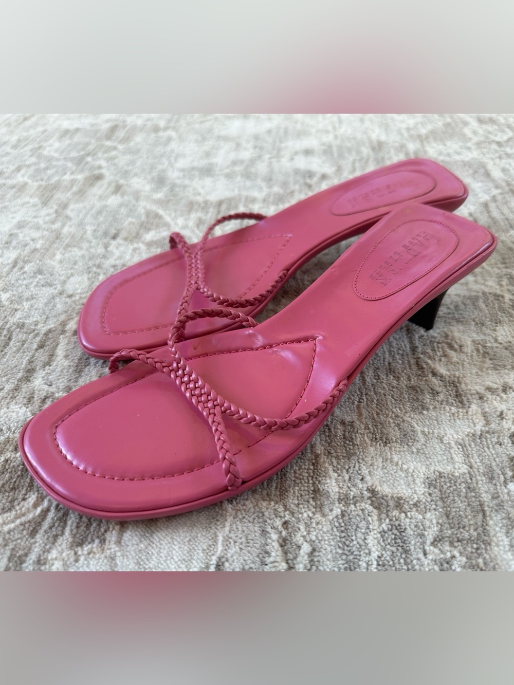 Ralph Lauren Vintage Y2K Hot Pink Braided Coquette Kitten Heels (Size 7)